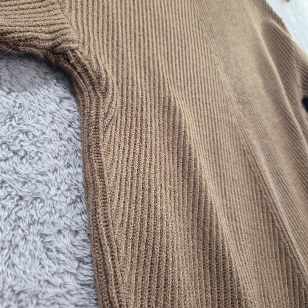 Women's Chunky Knit Drop Shoulder Pullover Sweater Large Brown Tan Neutral - Picture 9 of 9